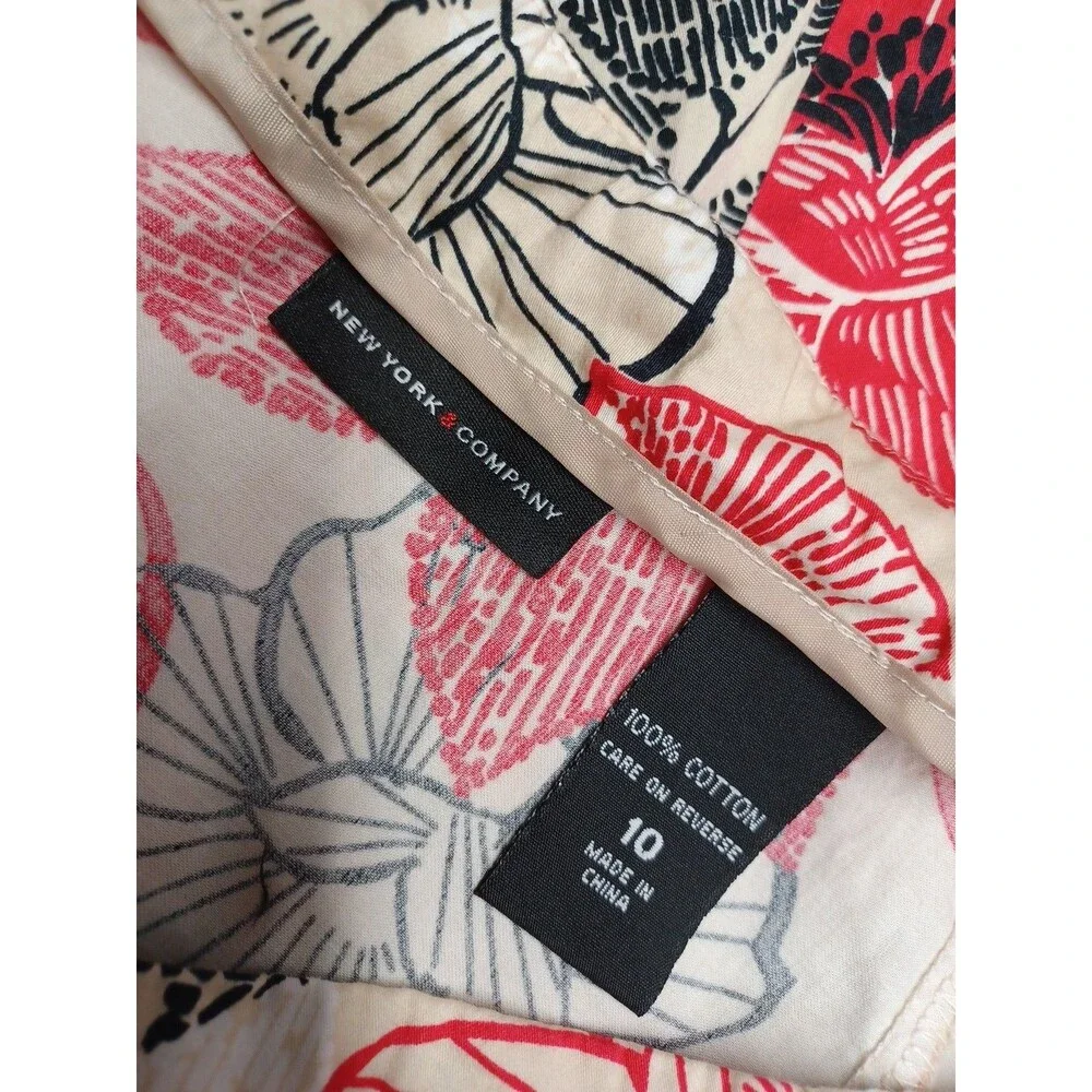 New York Company Womens Skirt Sz 10 Red White Floral Print A-Line - Picture 6 of 7